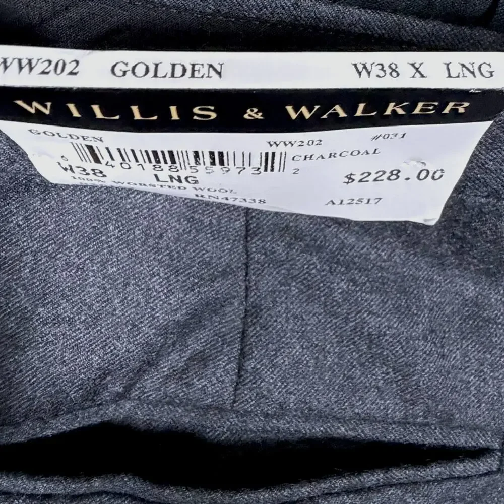 Willis & Walker Men's Pants 100% Worsted Wool 38 Long Big & Tall NWT Office Work